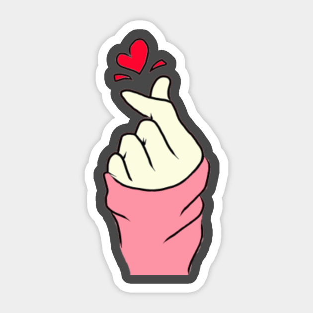 Cute Saranghae Korean Finger Heart K Pop K Drama Love Shirt Korean Finger Heart Sticker